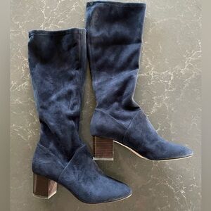 Boden Navy Stretch Block Heel Boots- size 41